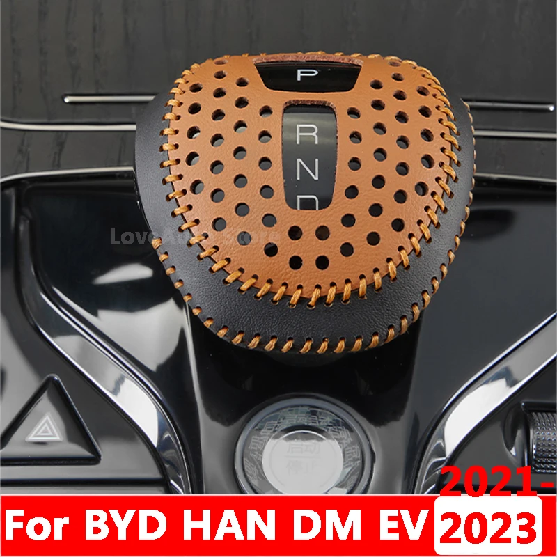 

Car Leather Knob Cover for BYD HAN DM EV 2021 2022 2023 Gear Head Shift Knob Cover Gear Shift Collars Case Accessories