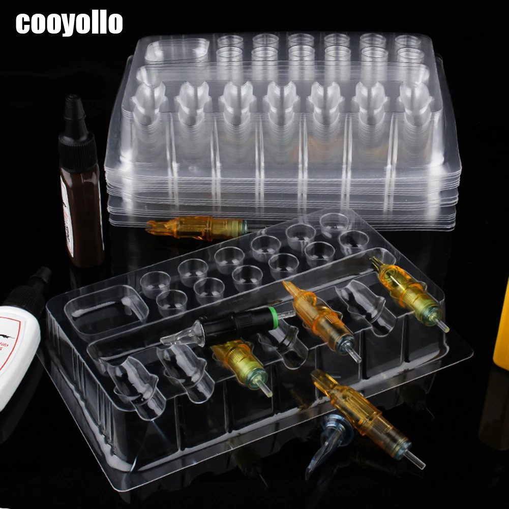 

20Pcs Disposable Plastic Tattoo Accessories Storage Stand Holder Multi-function Tattoo Pigment Cartridge Needles Ink Cups Tray