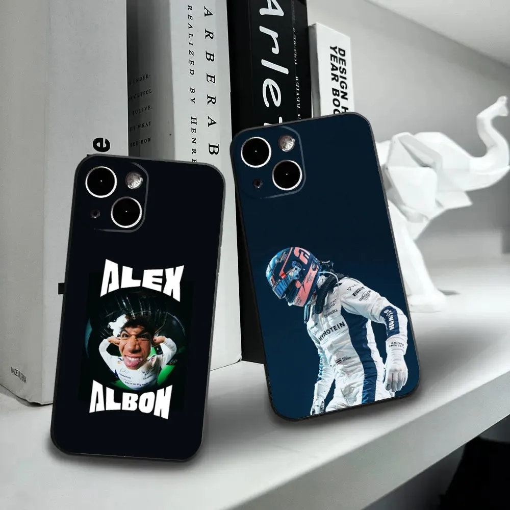 Cool F1 23 A-Alex A-Albon Phone Case For iPhone16 15 14 13 12 Mini 11 Pro XR X XS MAX 7 8 Plus Silicone Cover Soft Black