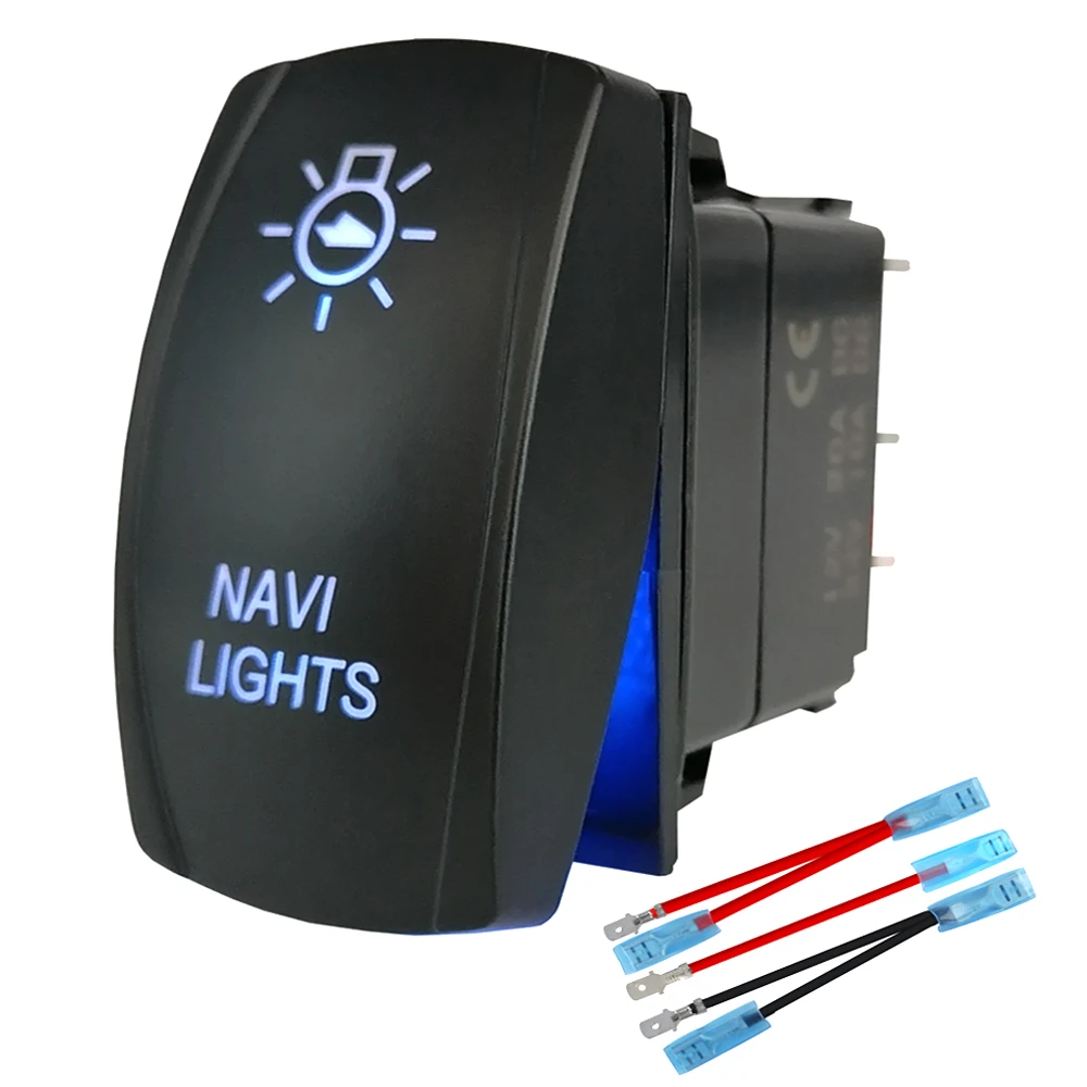 

12V 24V Marine Boat Rocker Toggle Switch NAVI LIGHTS Waterproof 5 Pin ON Off For Car UTV ATV RZR RV Truck with Connector Wire
