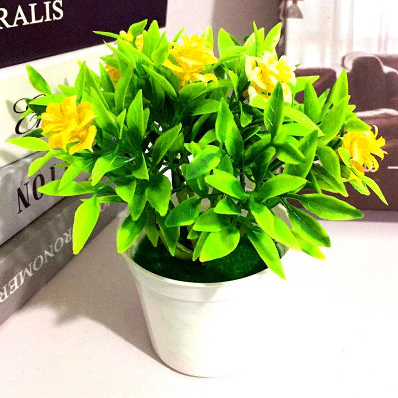 

Artificial Potted Plant Mini Flowers Display Home Office Art Halls Decorative Planters Decor Simulation Bonsai
