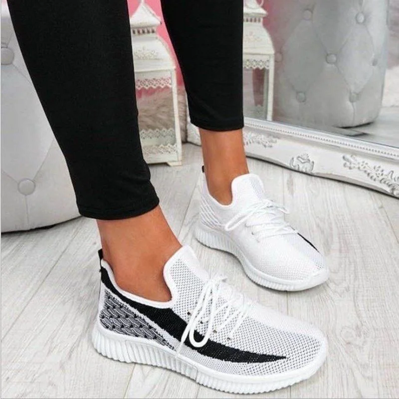 

Wmoen Sneakers New Spring Mesh Light Breathable Female Casual Sport Shoes Lace Up Solid Color Soft Bottom Couple Shoes Lady 2022