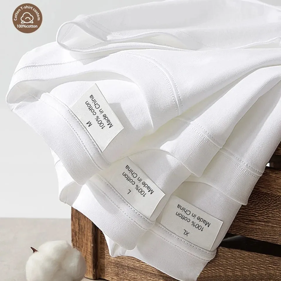 Мужская футболка QIANLING GARMENT белая черная 100% хлопок