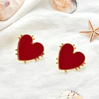 new simple earrings for women red heart earring jewelry
