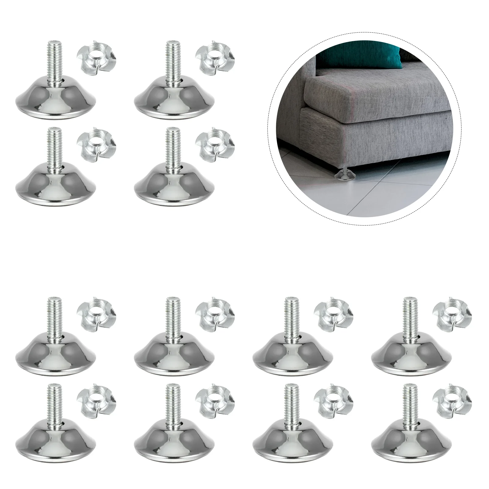 

12Pcs Chair Leveler Fully Thread DIY Adjustable Feet Pad Protector Table Leg Levelers