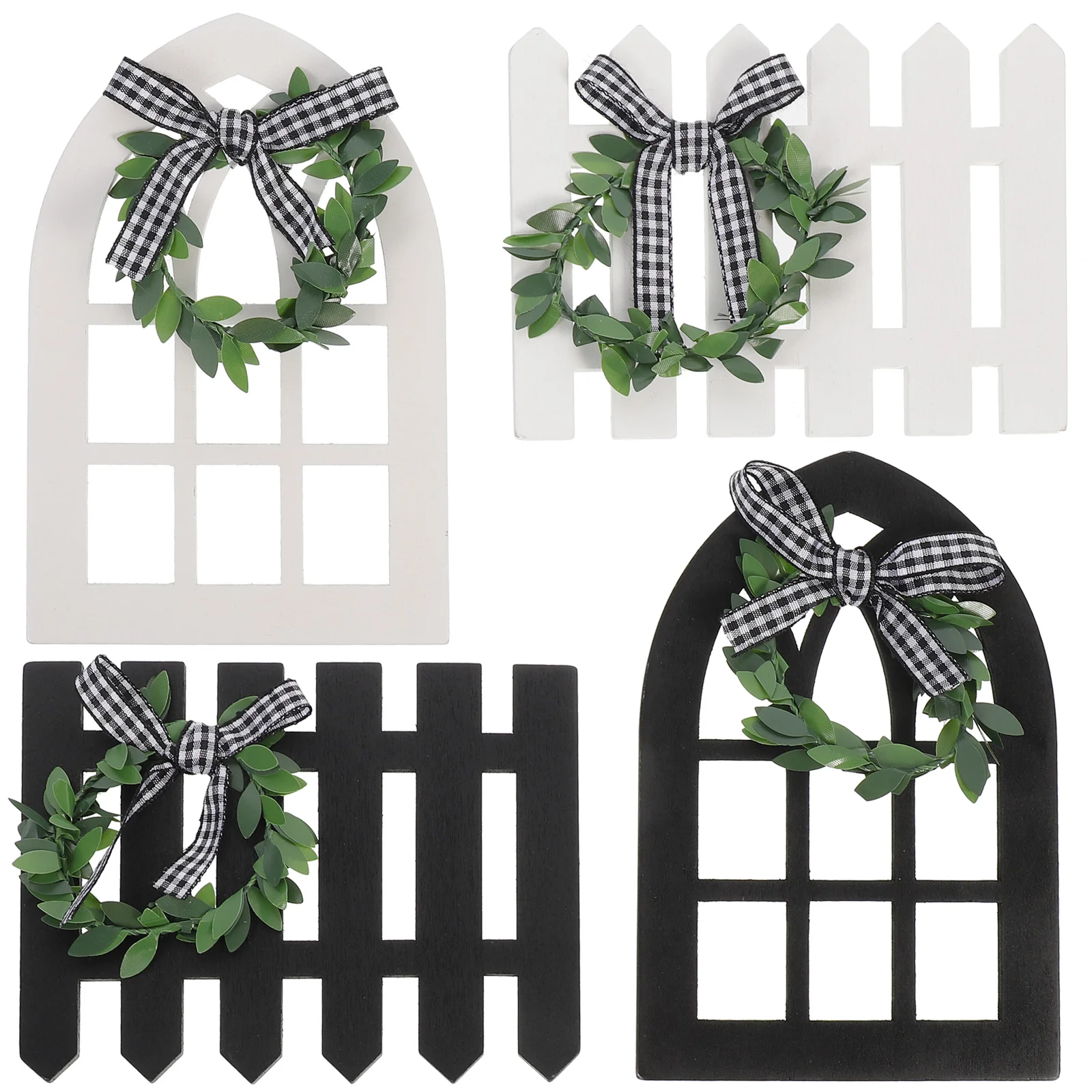 

4pcs Farmhouse Wall Decor Wreath Window Frames Wood Fake Window Wall Decor