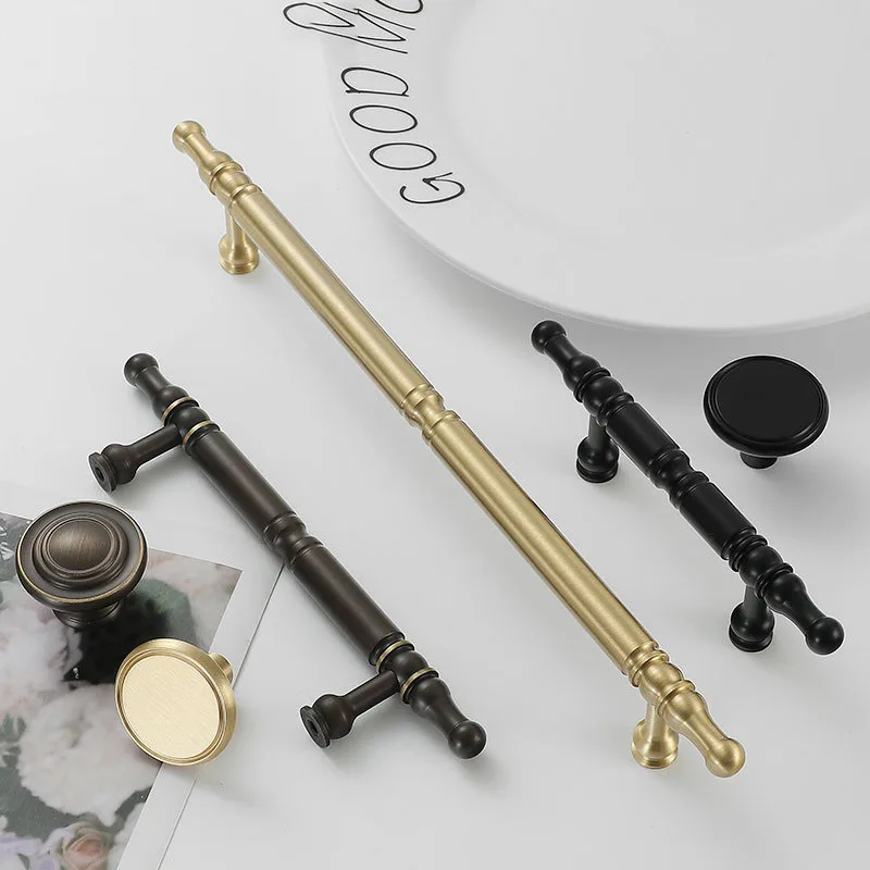satin brass door handles goldenblack antique drawer pulls vintage kitchen knobs cabinet handles cupboard pull hardware free global shipping