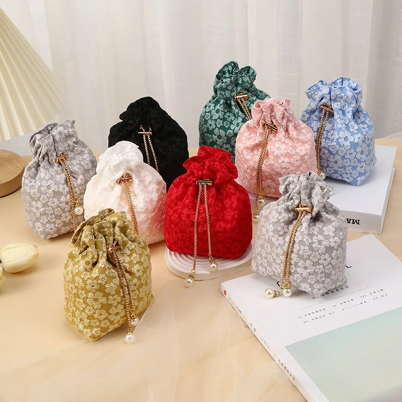 

Creative Drawstring Cloth Candy Bag Advanced Fiber Embossed Wedding Gift Packaging Box Jewelry DIY Crafts Reusable Storage Bag