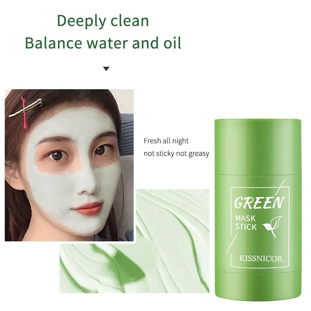 

3PC Face Clean Mask Green Tea Cleansing Stick Mask Smear Acne Shrink Blackhead Moisturizing Deep Cleansing Mask Film 40g Pores