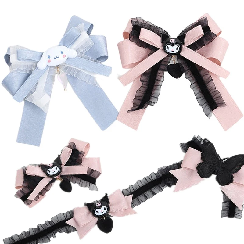 

Новинка Kawaii Sanriod плюшевый аниме мультфильм Kuromi Cinnamoroll Милая лорита ручная работа бант головной убор шпильки для волос искусственная девушка...