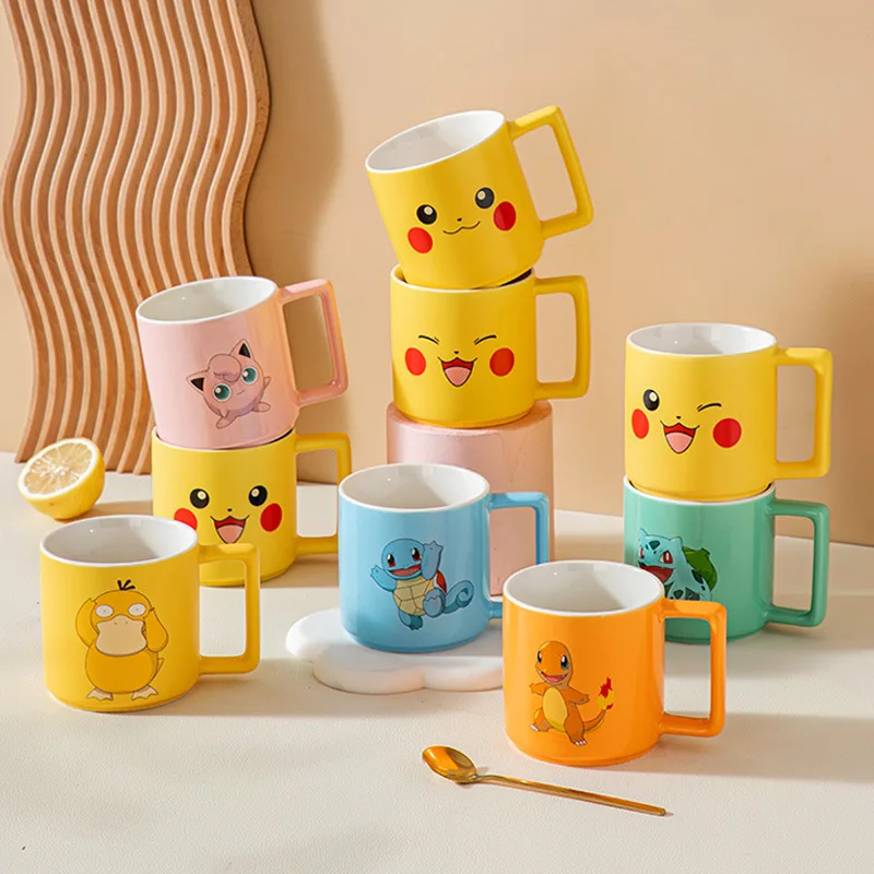 

350Ml Pokemon Pikachu Psyduck Creative Personality Ceramic Mug Coffee Cup Home Office High Temperature Applique Not Easy To Fade