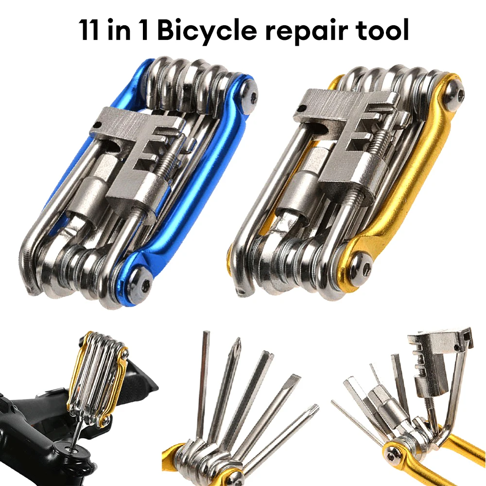 

11 in 1 Bicycle Repair Tool Kit Wrench Screwdriver Chain Hex Spoke Mountain Bike Cycling Tool Multifunction Bicycle Repaire Set