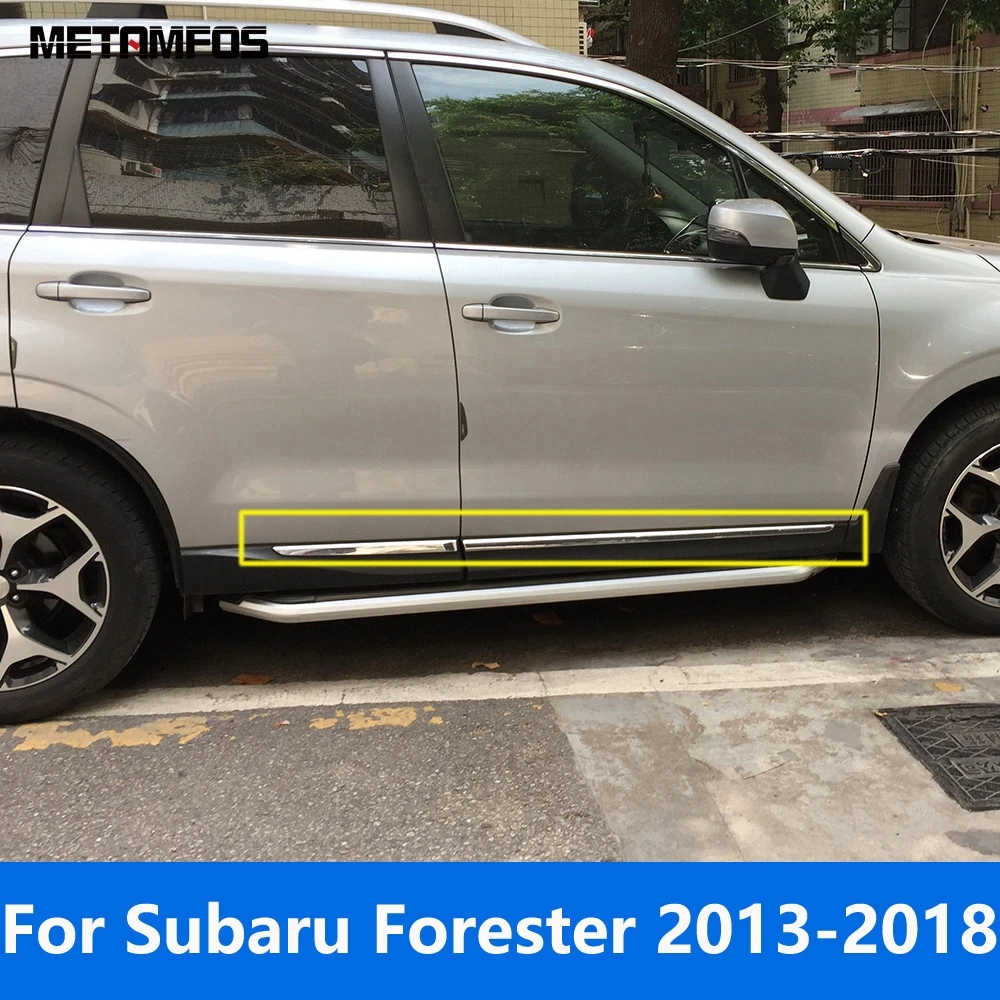 

Для Subaru Forester 2013-2015 2016 2017 2018 хромированная полоса боковой линии двери, юбка для кузова, молдинг, наклейка, аксессуары, Стайлинг автомобиля