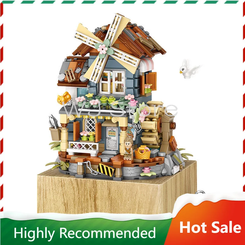 

LOZ MINI Windmill Castle Music Box Model Building Block City Creative Girls Dream Castle House Bricks Children Kids Toys Gifts