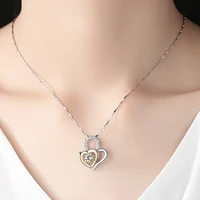 fashion simple heart shaped pendant two color heart with zircon necklace small and lovely jewelry pressent