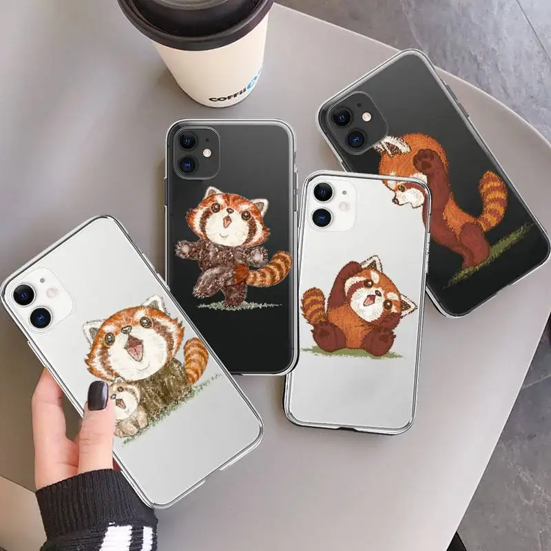 

red panda cartoon cute art Phone Case Transparent soft For iphone 12 11 13 7 8 6 s plus x xs xr pro max mini