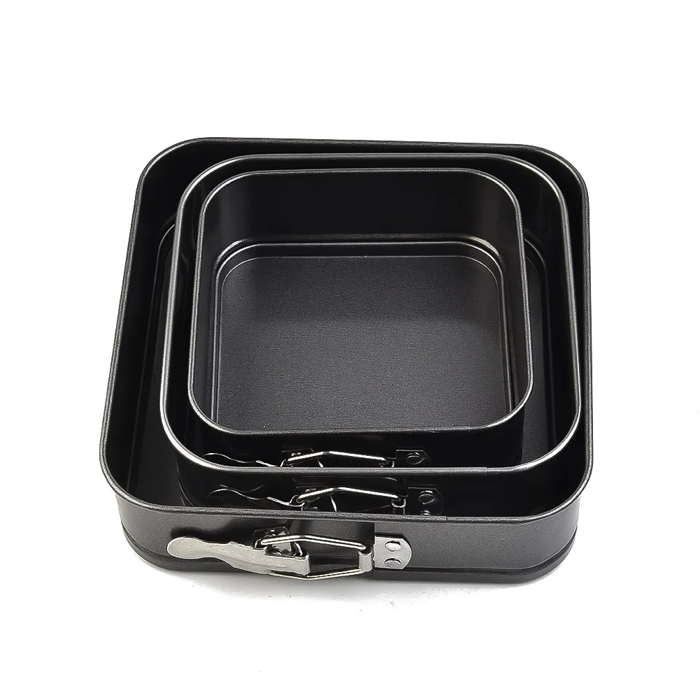 

3Pcs/Set Cake Pan Non-Stick Metal Bake Mould Square Cake Pan Removable Bottom Bakeware Carbon Steel Cakes Molds Baking Tools Set