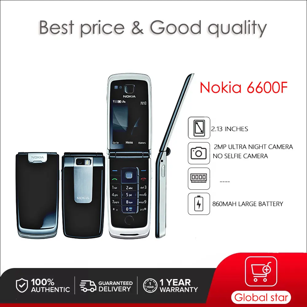 

Nokia 6600 fold 6600f Original 2.13 inches 860 mAh Mobile Phone Cellphone Free Shipping High Quality