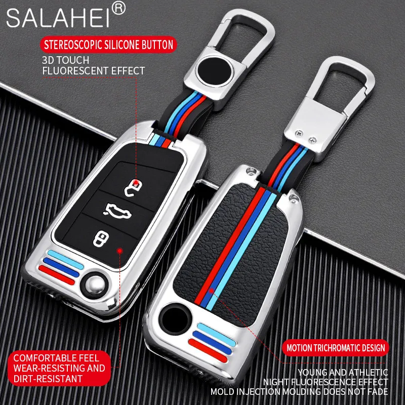 

For Volkswagen VW Golf-7 Bora Polo Tiguan Jetta Passat B5 B6 B7 Golf Beetle For Skoda Octavia Zinc Alloy Silicone Car Key Case