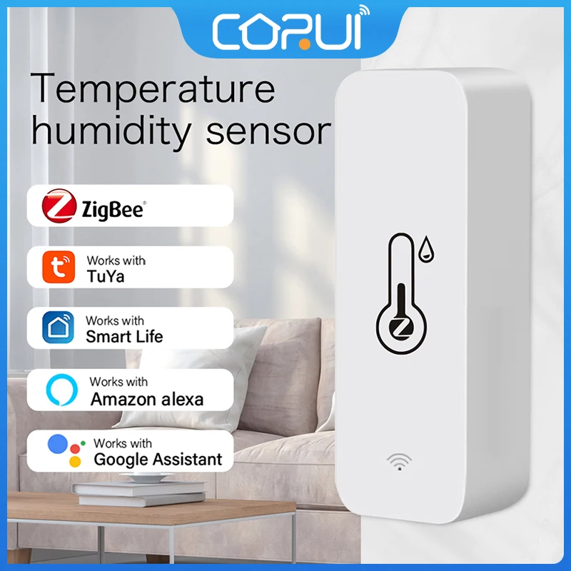 

CoRui Zigbee Tuya Smart Temperature And Humidity Sensor ℃ Or ℉ Switch Work With Alexa And Google Home Security Protection