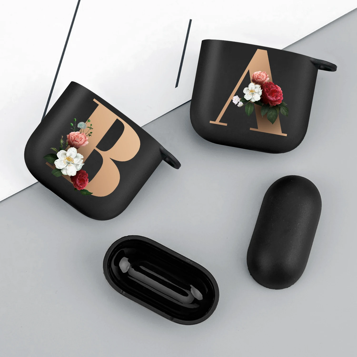 

Силиконовый чехол для наушников Airpod 2 1, с золотыми буквами алфавита