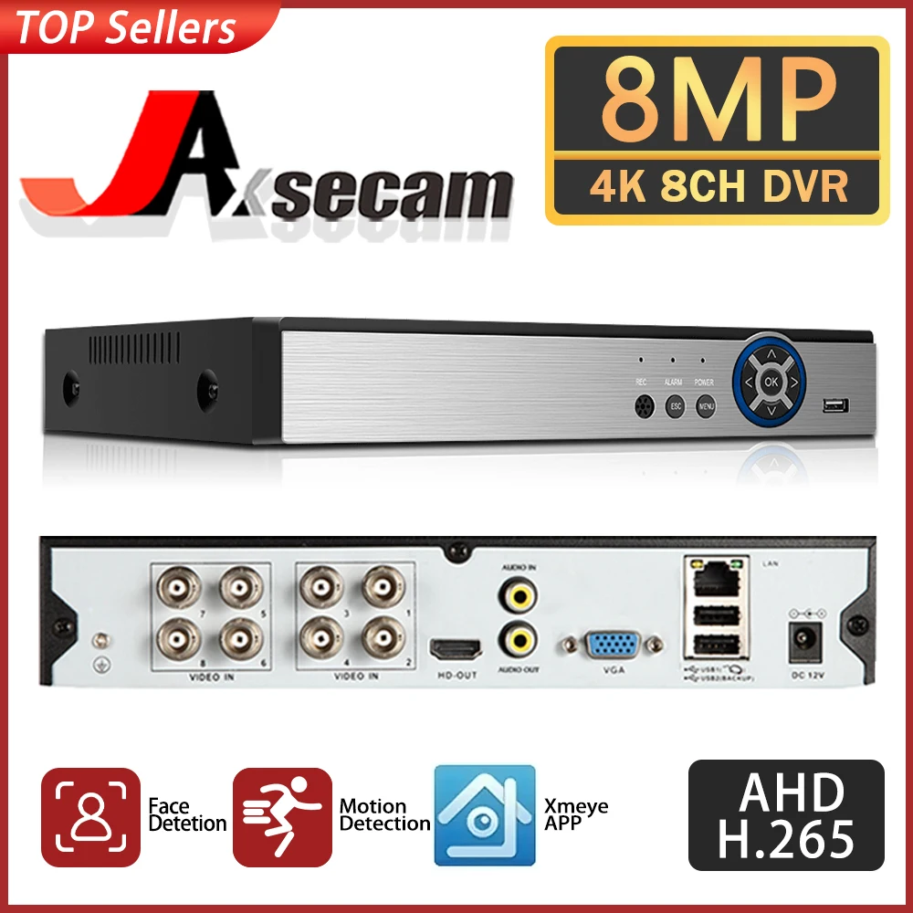 Гибридный Видеорегистратор 4k H.265 8-канальный Сетевой Поддержка Ip-камер Ahd Cvi Tvi Cvbs