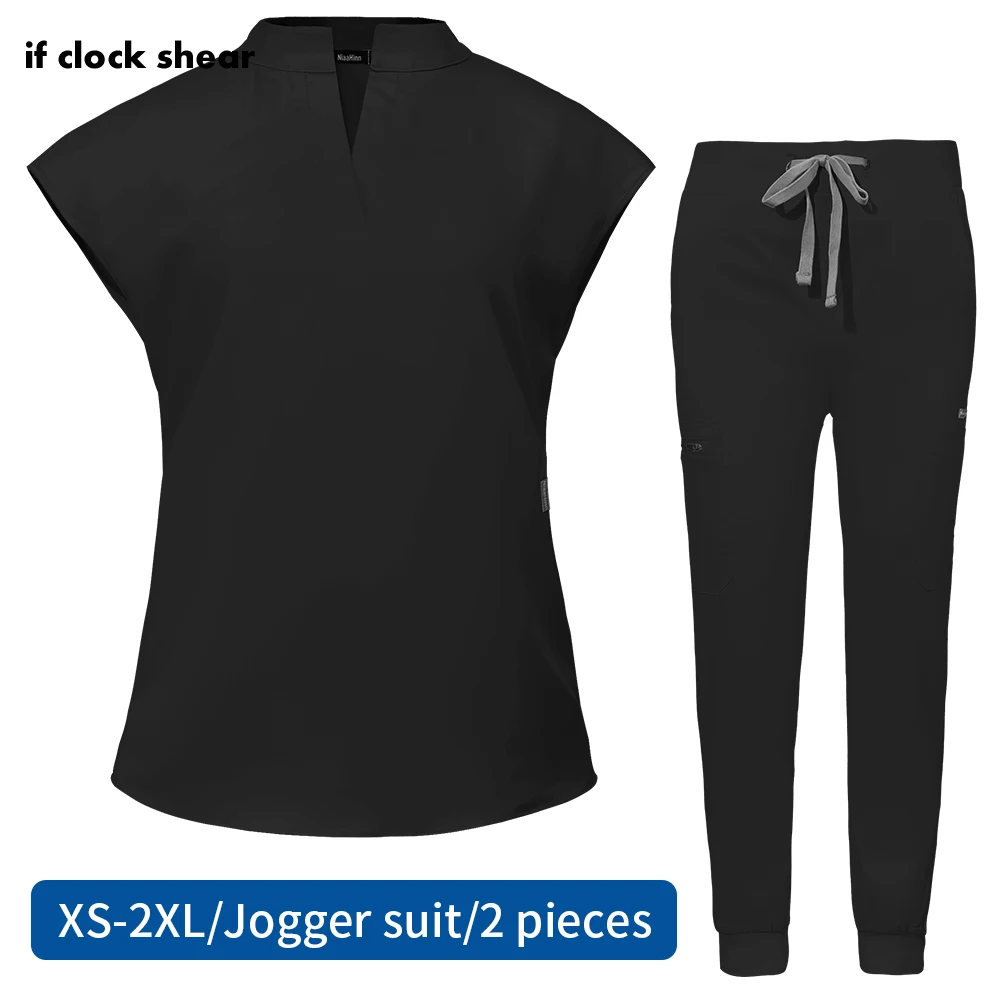 

Plus Size Fashionable Female Uniform Scrub Sets with Pockets Spandex Jogger Multicolor Surgery Uniforms Hospital Nurse for Women