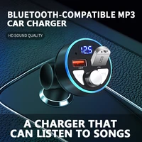 mp3 player navigation call car charger bluetooth5 0 car handsfree fm transmitter receiver dual usb fast charge cigarette lighter