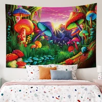 colourful mushroom tapestry aesthetic plant wall hanging bedroom hippie bohemian living room decoration table cloth yoga blanket