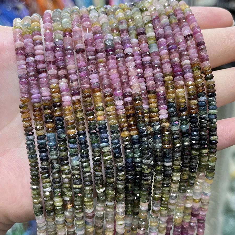 Натуральный цвет турмалин искусственная бусина Маленький граненый разделитель