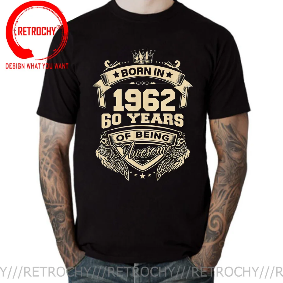 

Vintage Born In 1962 60 Years of Being Awesome T shirt Made in 1962 T-shirt Dad Birthday Gift Clothes Father Harajuku Tee Shirt