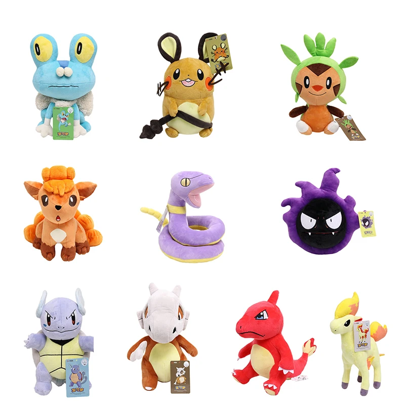 10 Styles TAKARA TOMY Pokemon Vulpix Ekans Charmeleon Ponyta Cubone Gastly Wartortle Froakie Plush Stuffed Toys for Kids 22-29cm
