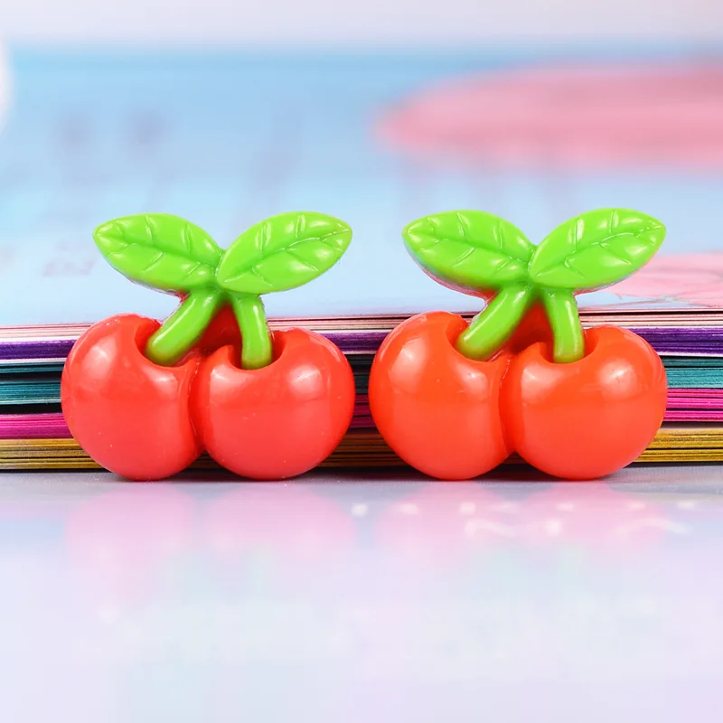 

10 шт. кавайные Diy полимерные мини-подвески в виде вишни с плоским основанием, Миниатюрные аксессуары для кукольного домика, материалы для кабошона