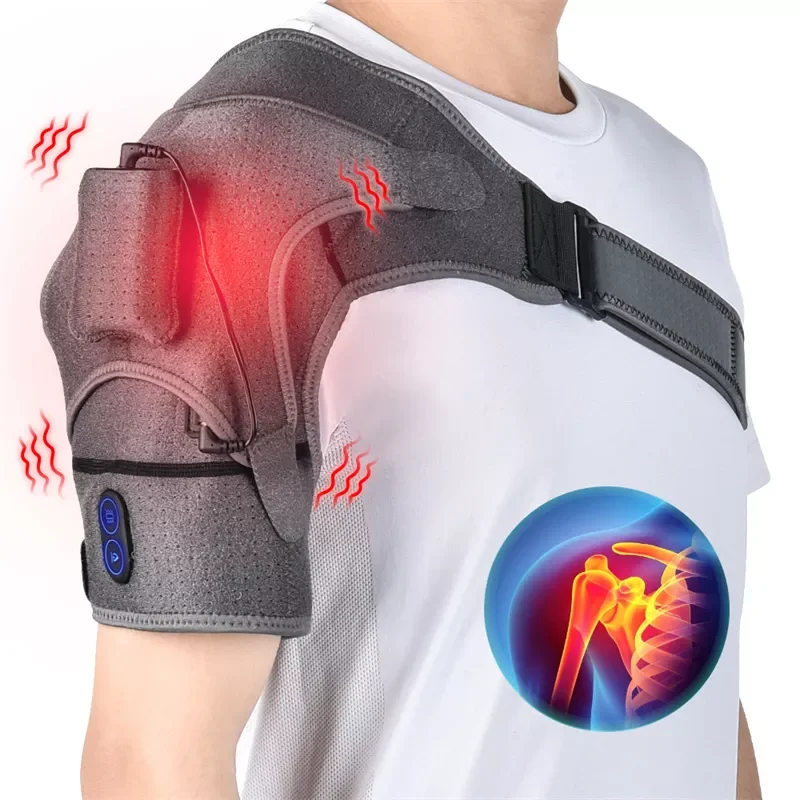

Electric Shoulder Massager Brace Support Heating Vibration Physiotherapy Therapy Pain Relief Winter Heated Pads Christmas Gift