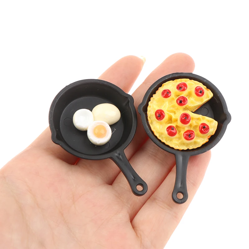 

1 шт., 1:12, кукольный домик, кухонная Миниатюрная игрушка, стандартная сковорода для жарки пиццы, модель имитационное яйцо