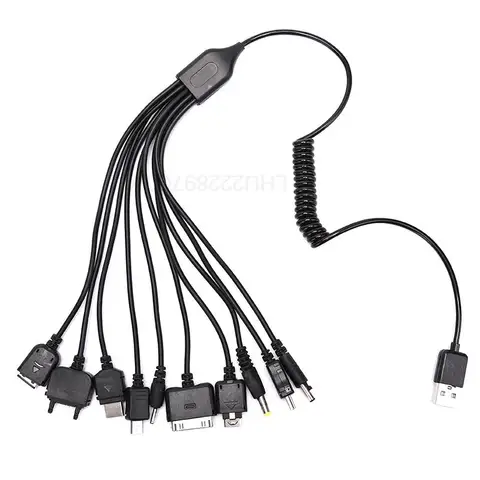 Многоконтактный кабель Зарядное устройство USB-адаптер кабель для передачи данных 10 в 1 Многофункциональный Универсальный USB-кабель для передачи данных - изображение