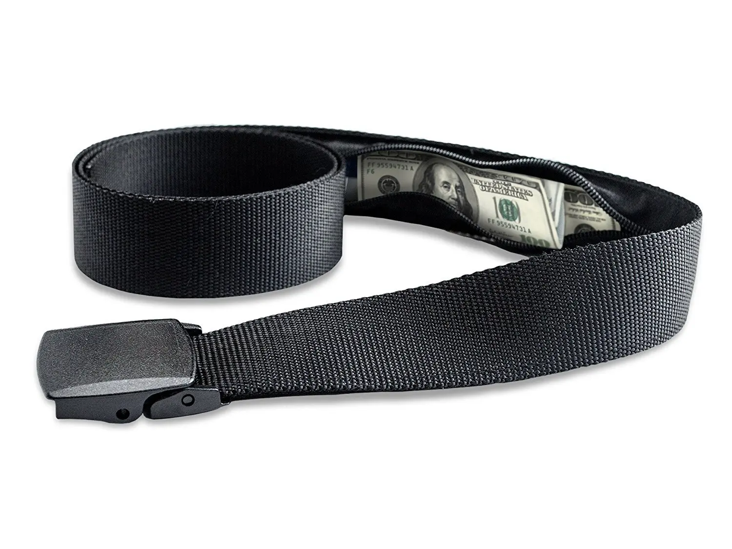 Nylon Webbing Waist Belt With Anti-Theft Hidden Money Bag Invisible Wallet Mens Casual