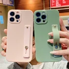 Силиконовый чехол-подставка с ремешком на запястье для iPhone 13 Pro Max 12 11 XS Max X XR 7 8 Plus 13 Pro, мягкая задняя крышка карамельного цвета