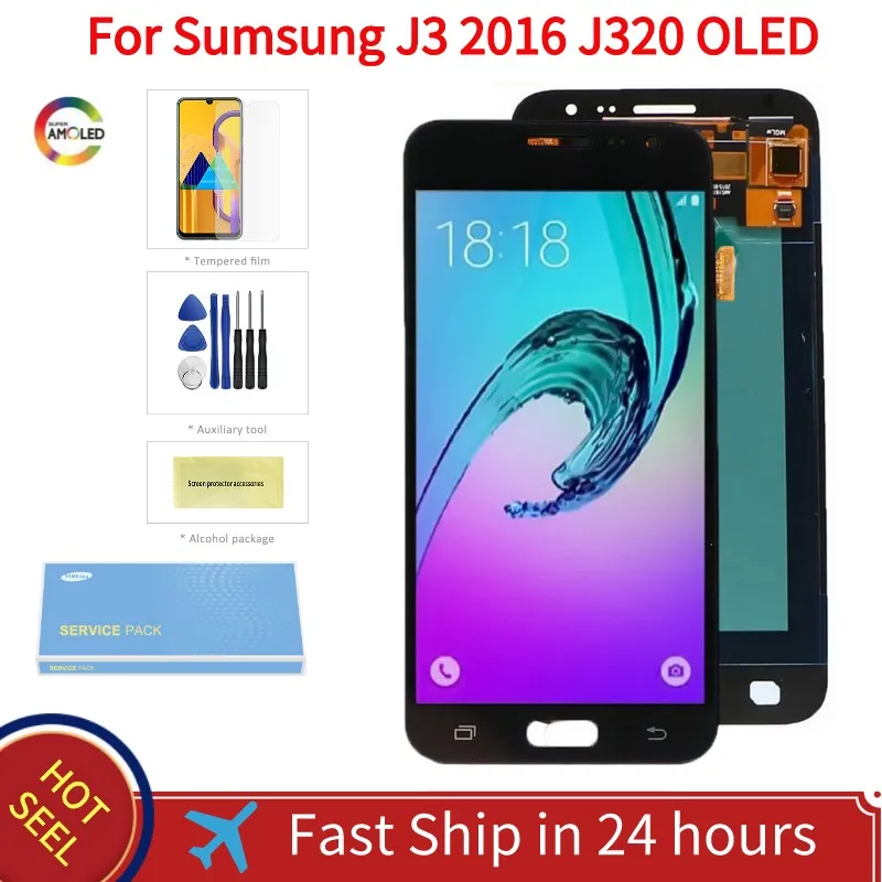 

Super AMOLED J320 экран для Samsung Galaxy J3 2016 J320 J320F ЖК-дисплей с сенсорным экраном дигитайзер в сборе + пакет услуг