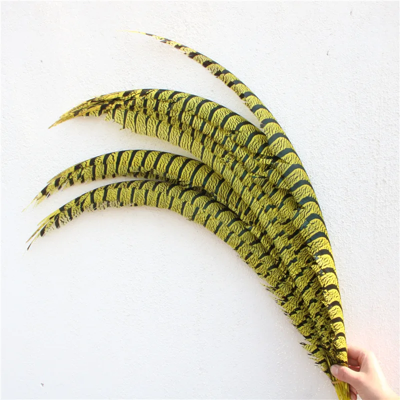 

Sale 10-100pcs/lot Yellow Lady Amherst Pheasant Feathers 32-36inches/80-90CM Party Supplies Christmas Plume Feather