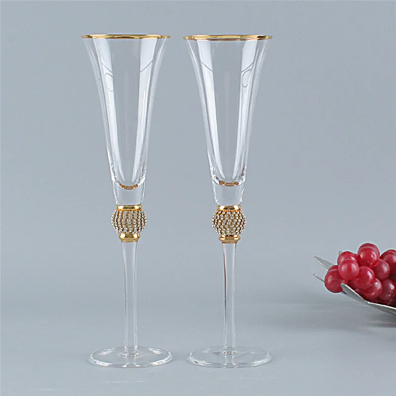 

2Pcs Phnom Penh Champagne Glasses Inlaid Diamond Wine Glass Weddeing Party Enamel Crystal Goblet Cocktail Glass Drinkware 200ml