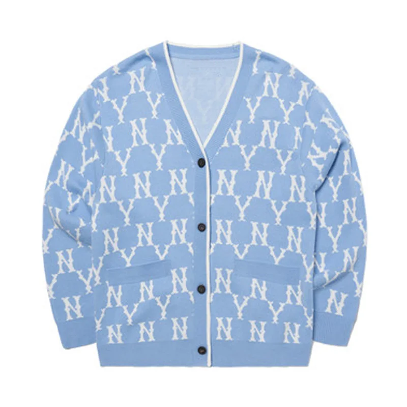 

New Men and Women Knitted Thick Sweater Retro Old Flower Cardigan Sweater Couple Casual Loose All-match Coat