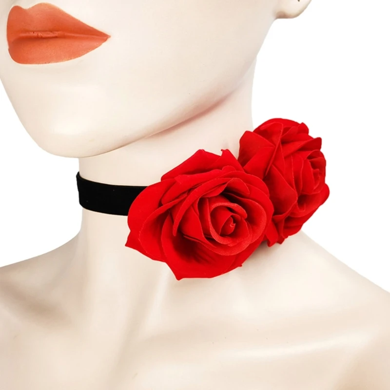 

Flower Choker Necklace Retro-Gothic Punk Style Necklace Rose Neck Chain Collar Statement Choker Steampunk Jewelry Gift