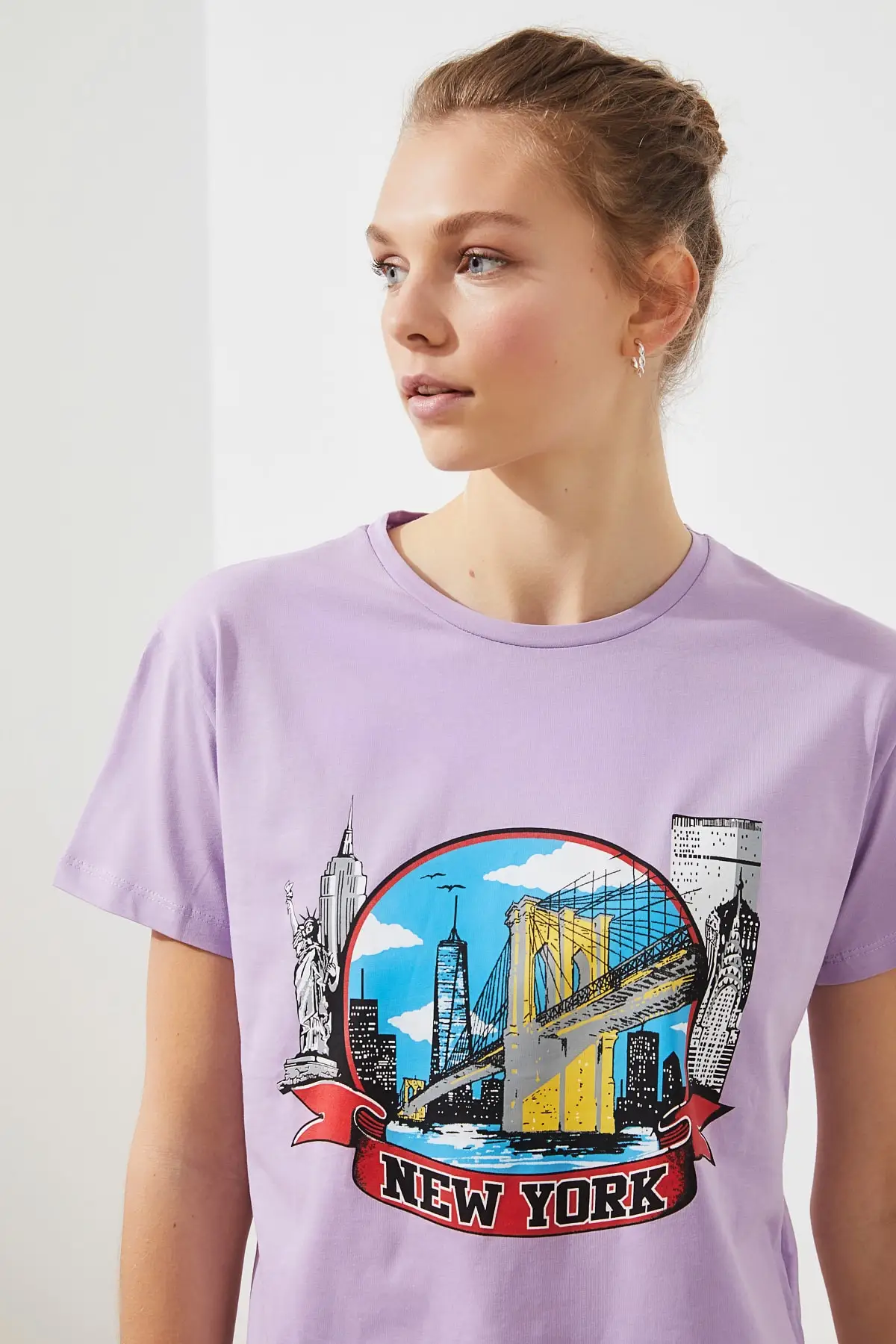 Trendyol черный Сан Франциско печатных бойфренд вязаная футболка TWOSS19GS0052|Футболки| |