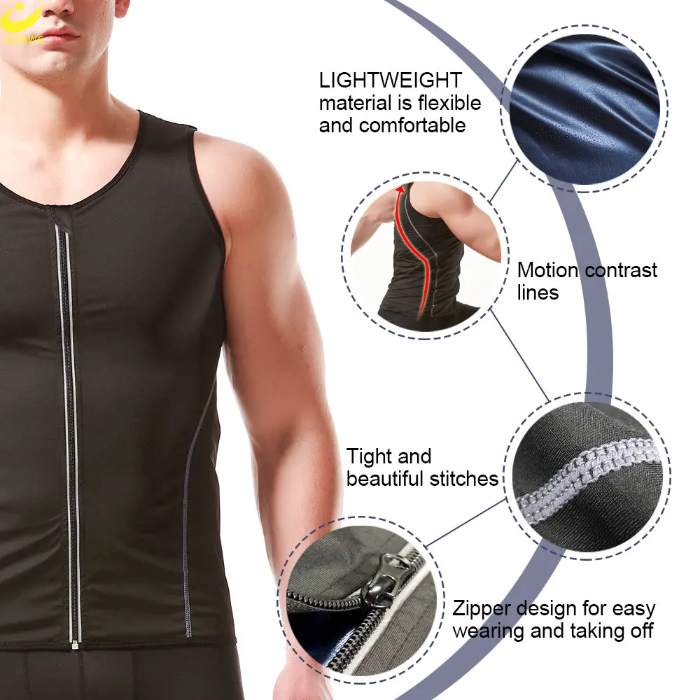 LAZAWG Sauna Vest for Men Weight Loss Tank Top Sweating Top Slimming Sleeveless Body Shaper Fat Burner Sportwear Fitness