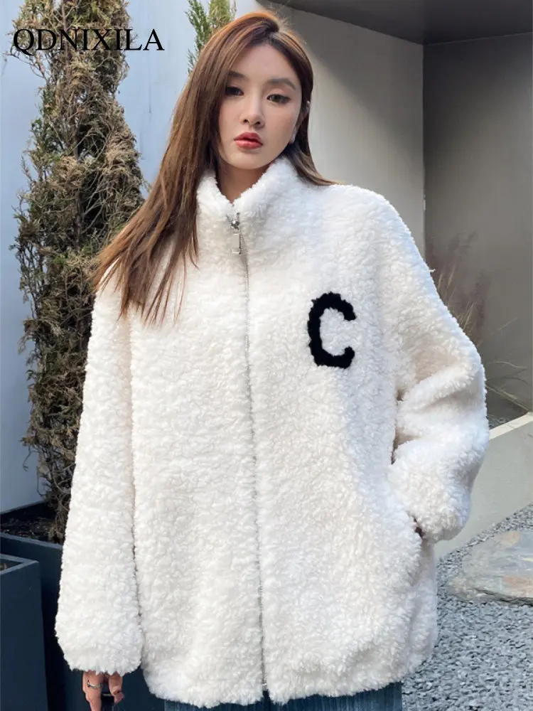 2022 Korean Version of Fashionable Young and Trendy Loose Leather Women's Fur Coat Medium Long Sheep Sheared Grain Real Fur Coat