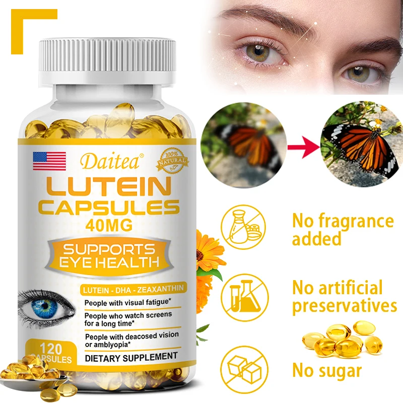 

Daitea Lutein Zeaxanthin Extract Supports Macular Health, Eye Fatigue, Dry Eye and Vision Health Protects Vision and Blue Light.