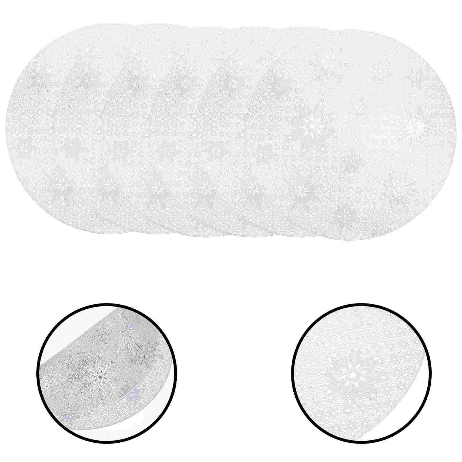 

Placemats Table Mat Coaster Cup Christmas Holiday Round Placemat Mats Snowflake Coasters Drink Home Tea Resistant Heat Kitchen