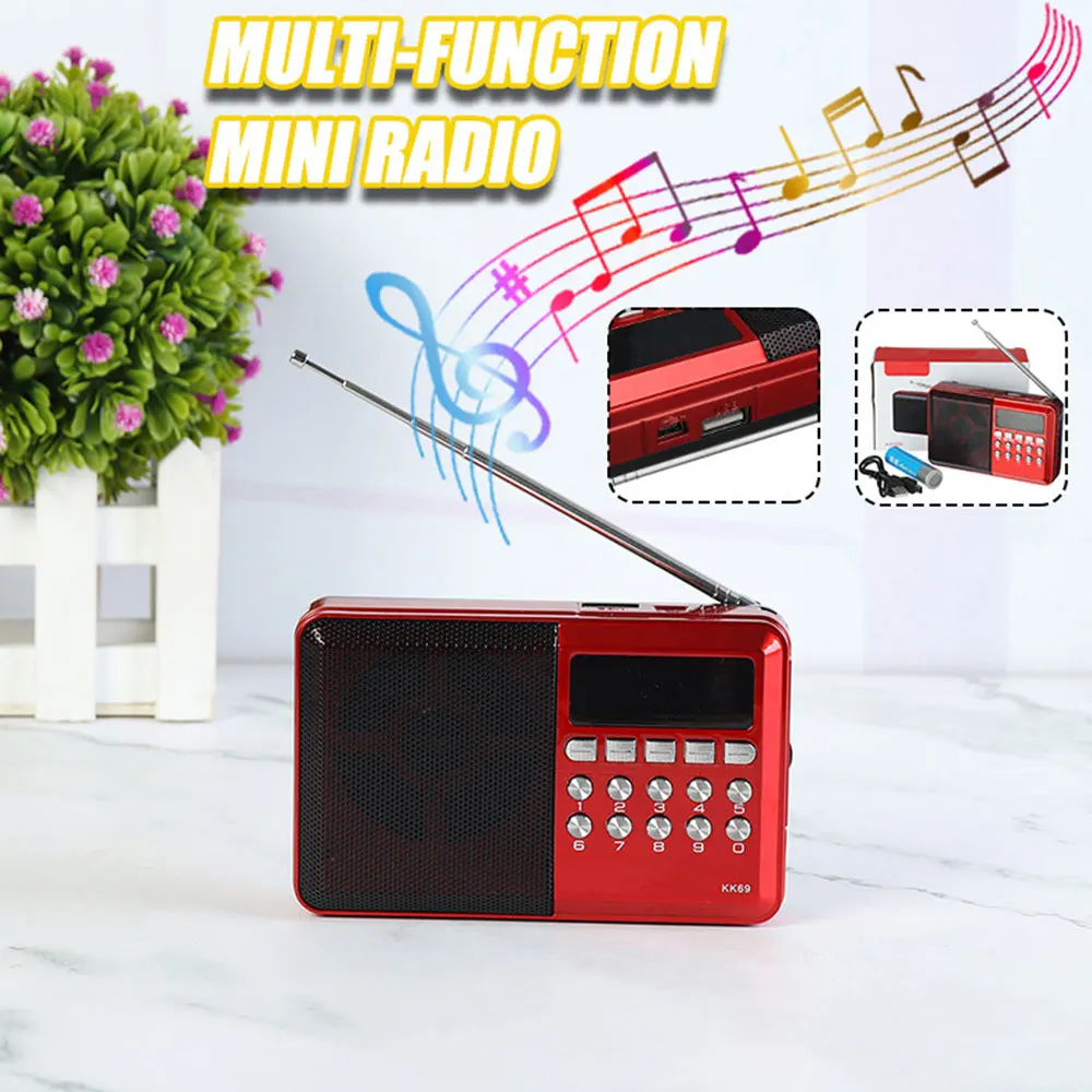 Портативный мини-радиоприемник ручное FM-радио перезаряжаемый цифровой USB TF