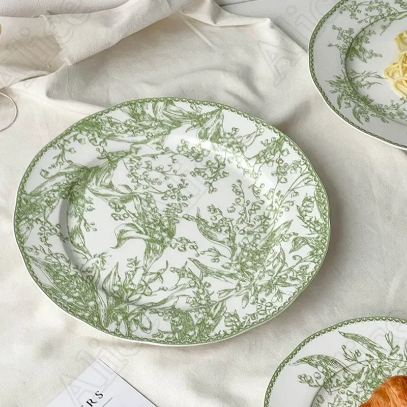 Plato ceramic nórdico Retro platos cena lirio Ver l Valle pastel postre estilo internation tazón